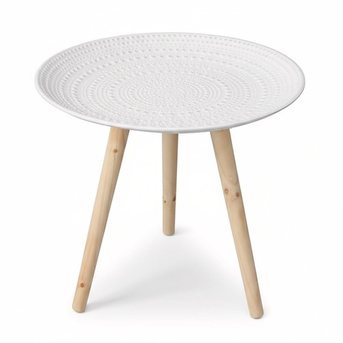 White side table round - table,