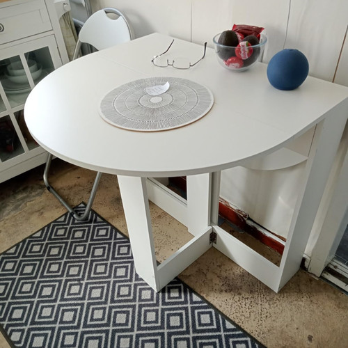 White folding dining - white, table