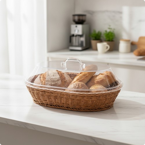 Woven food basket with acrylic - with,